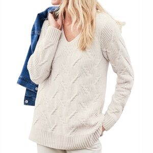 Soft Surroundings Medium Ivory Cream Trina Chenille Relaxed V-Neck Sweater